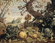 Landscape with fruit and vegetables in the foreground